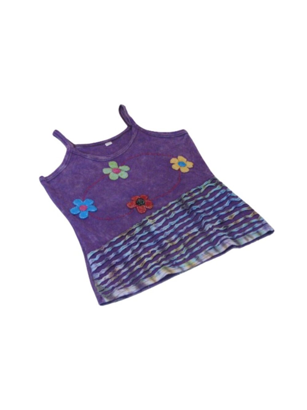 100% Cotton Purple Tank with Applique Flowers Made in Nepal